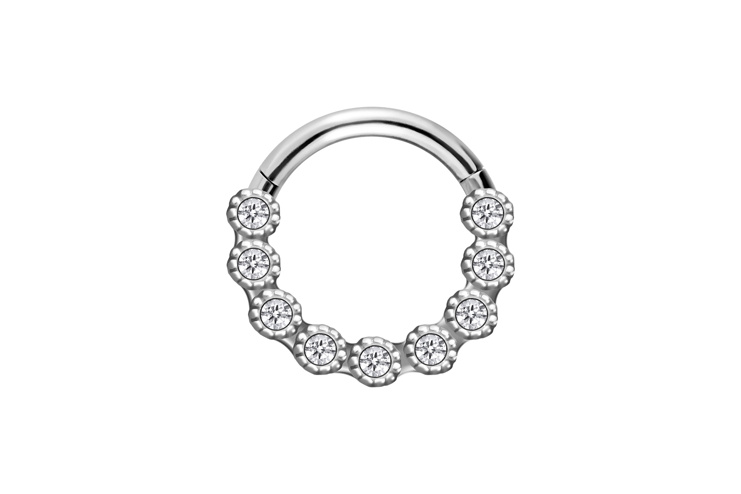 Chirurgenstahl Segmentring Clicker Piercing 9 KRISTALLE